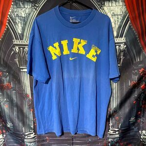 Nike T-Shirt Men's XL Blue Cotton Casual Summer Activewear Sports Swoosh Logo